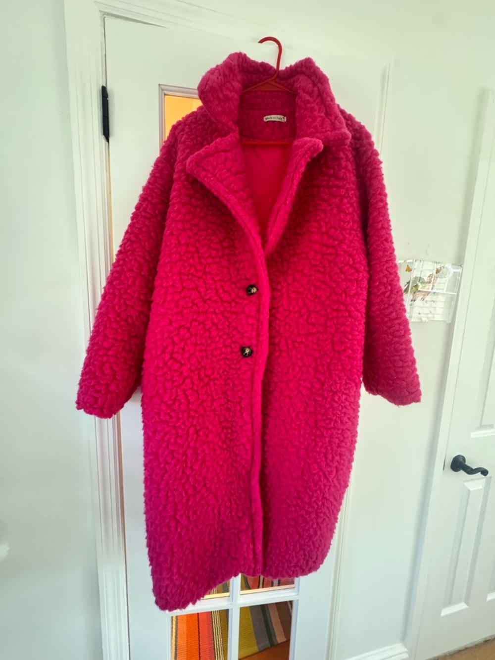 Women's Hot Pink Faux Shearling Coat